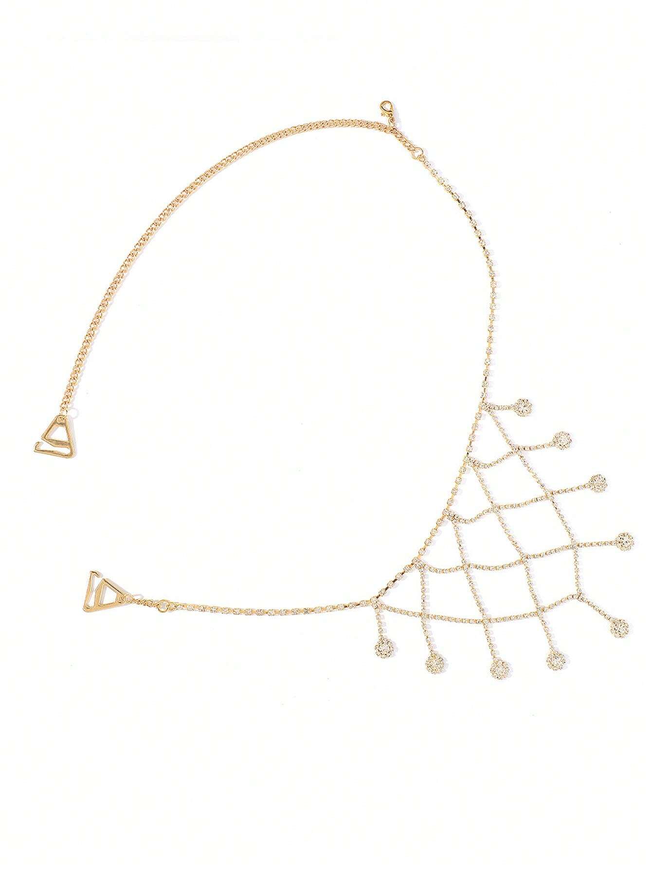 SHEIN 1pc Rhinestone Tassel Shoulder Necklace