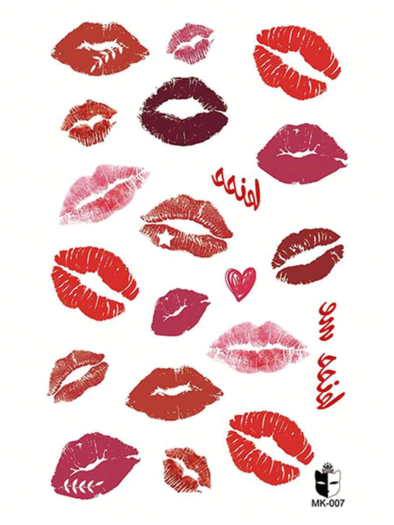 SHEIN1pc Romantic Sexy Red Lip Tattoo Sticker - Image 2