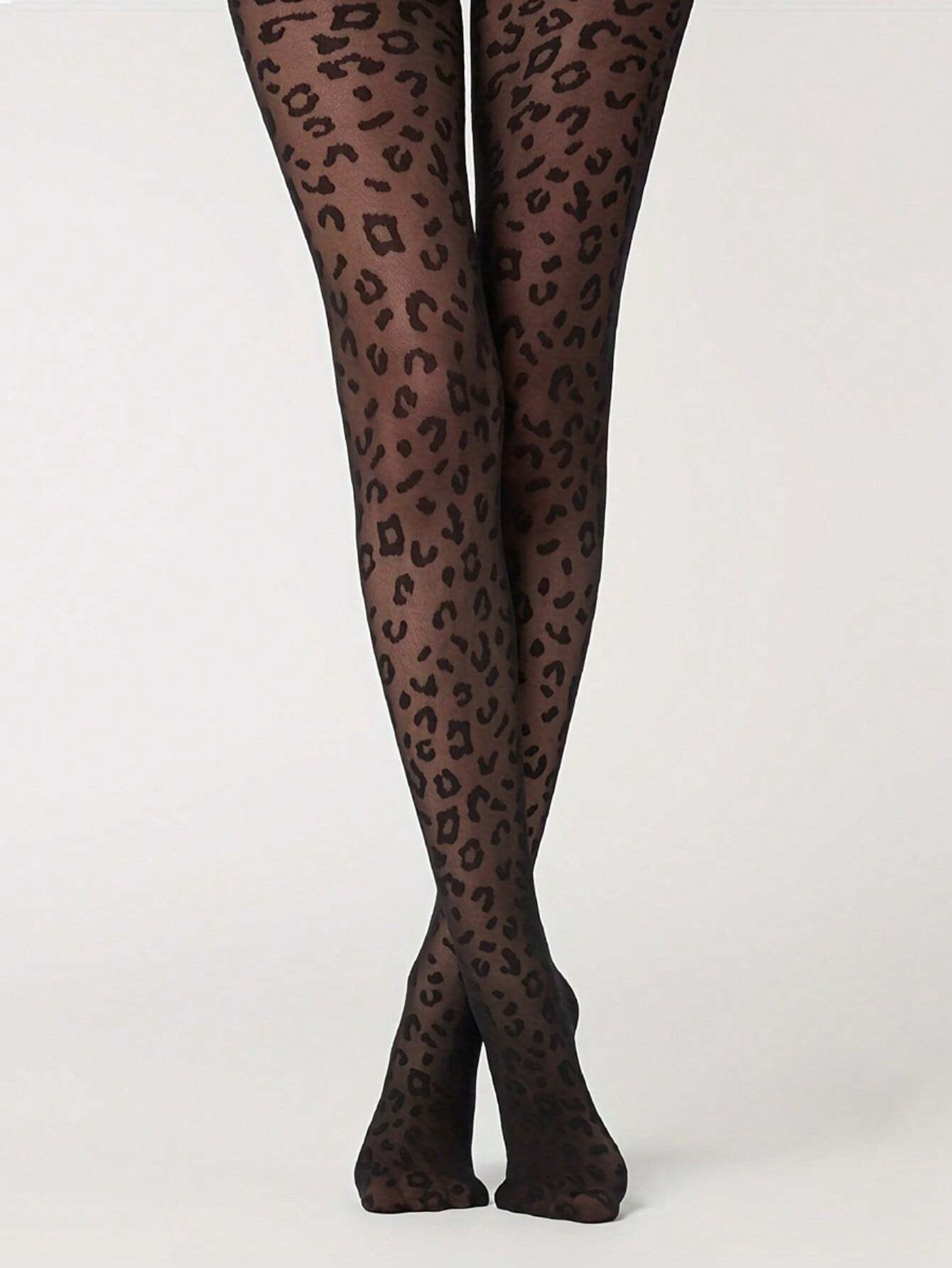 SHEIN 1pc Women Leopard Print 50D Skinny Leggings - Image 2