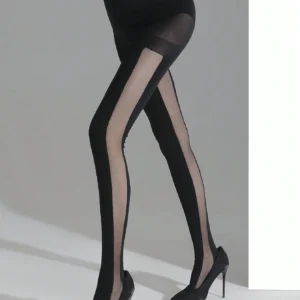 shein 1pc Women's Black Transparent Striped Skinny Leggings