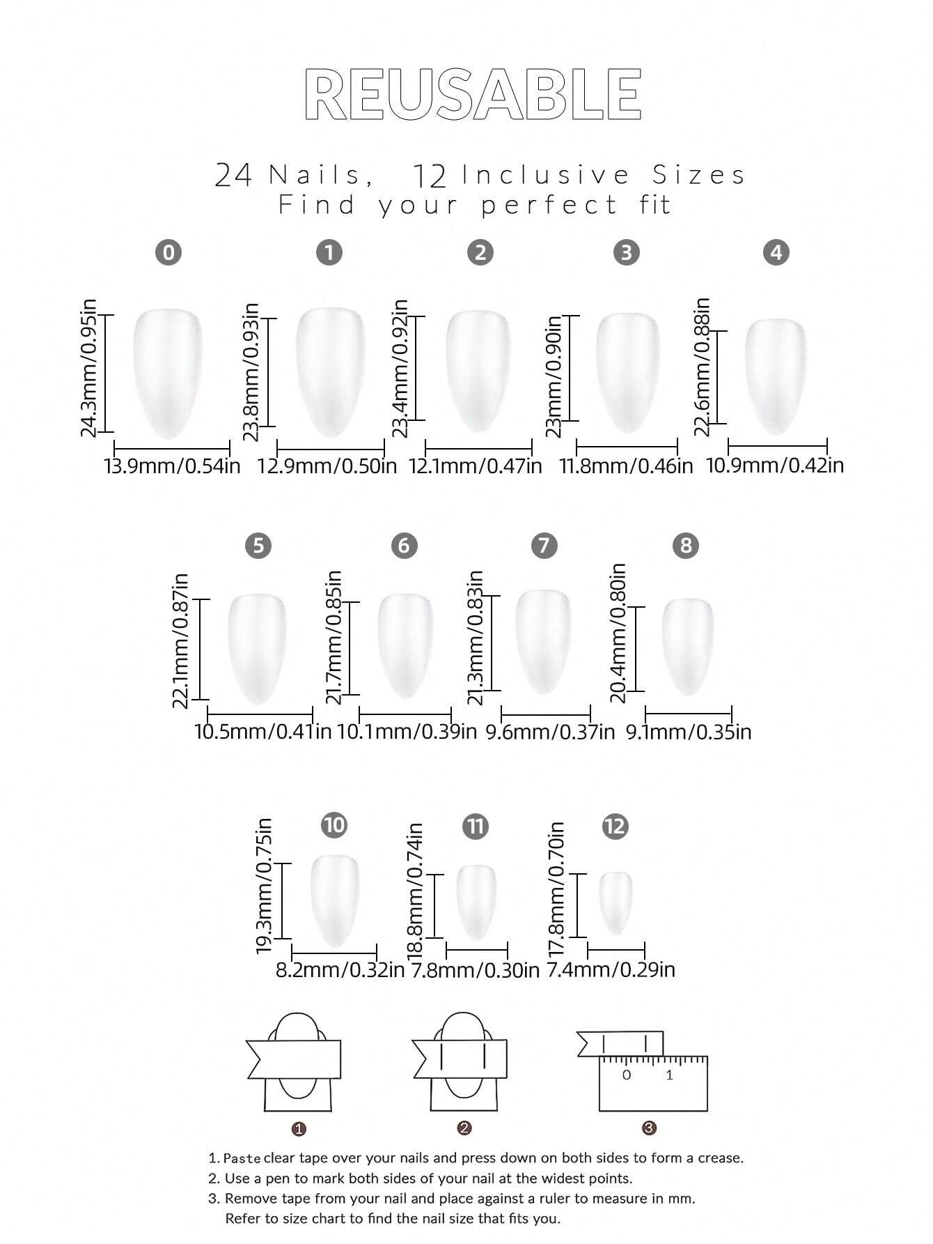 SHEIN 24pcs Medium Nails Nude Cat Eye Press On Nails Fake - Image 3