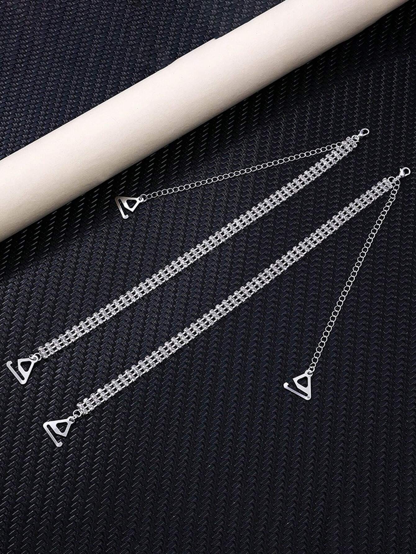 SHEIN 2pcs/Pair Rhinestone Studded Women's Adjustable Bra Shoulder Straps - Image 3