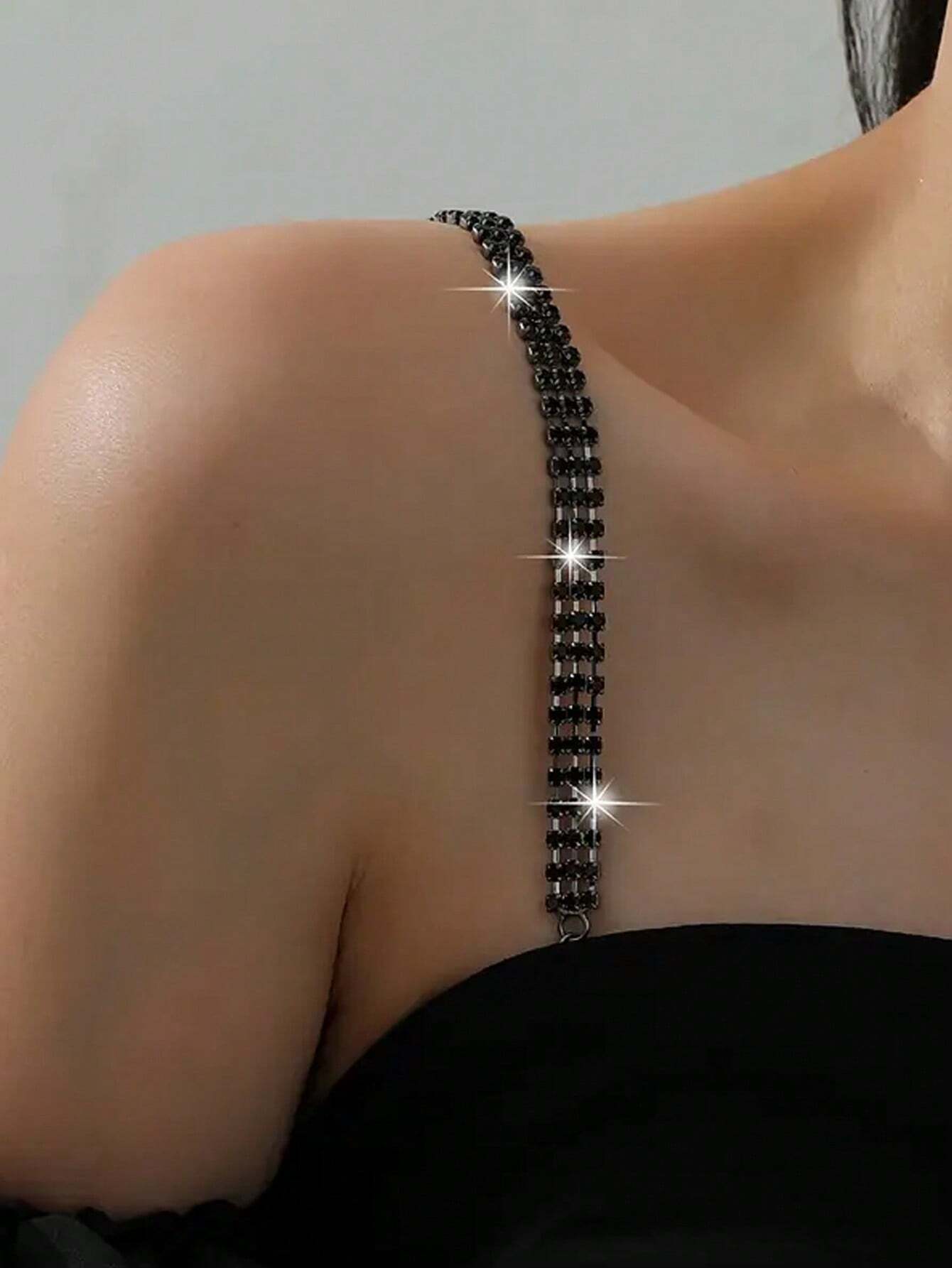 SHEIN 2pcs/Pair Rhinestone Studded Women's Adjustable Bra Shoulder Straps