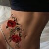 SHEIN 2pcs Red Temporary Rose Flower Arm & Leg Tattoo Stickers