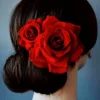 shein 2pcs Valentine's Day Fashion Faux Rose Flower Hair Clips For Women Valentines