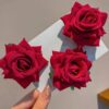 shein 3pcs Vintage Velvet Artificial Rose Flower Set