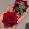 shein 3pcs Vintage Velvet Artificial Rose Flower Set