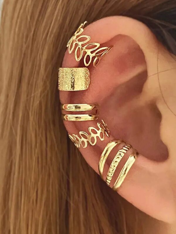 SHEIN 5 PCS Gold Adjustable Ear Cuffs Earrings