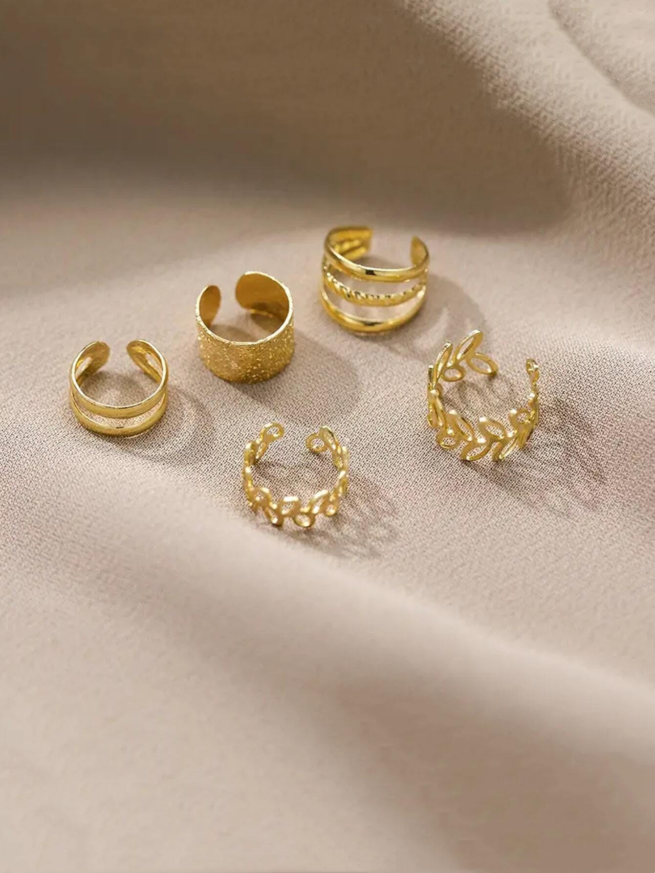 SHEIN 5 PCS Gold Adjustable Ear Cuffs Earrings - Image 3