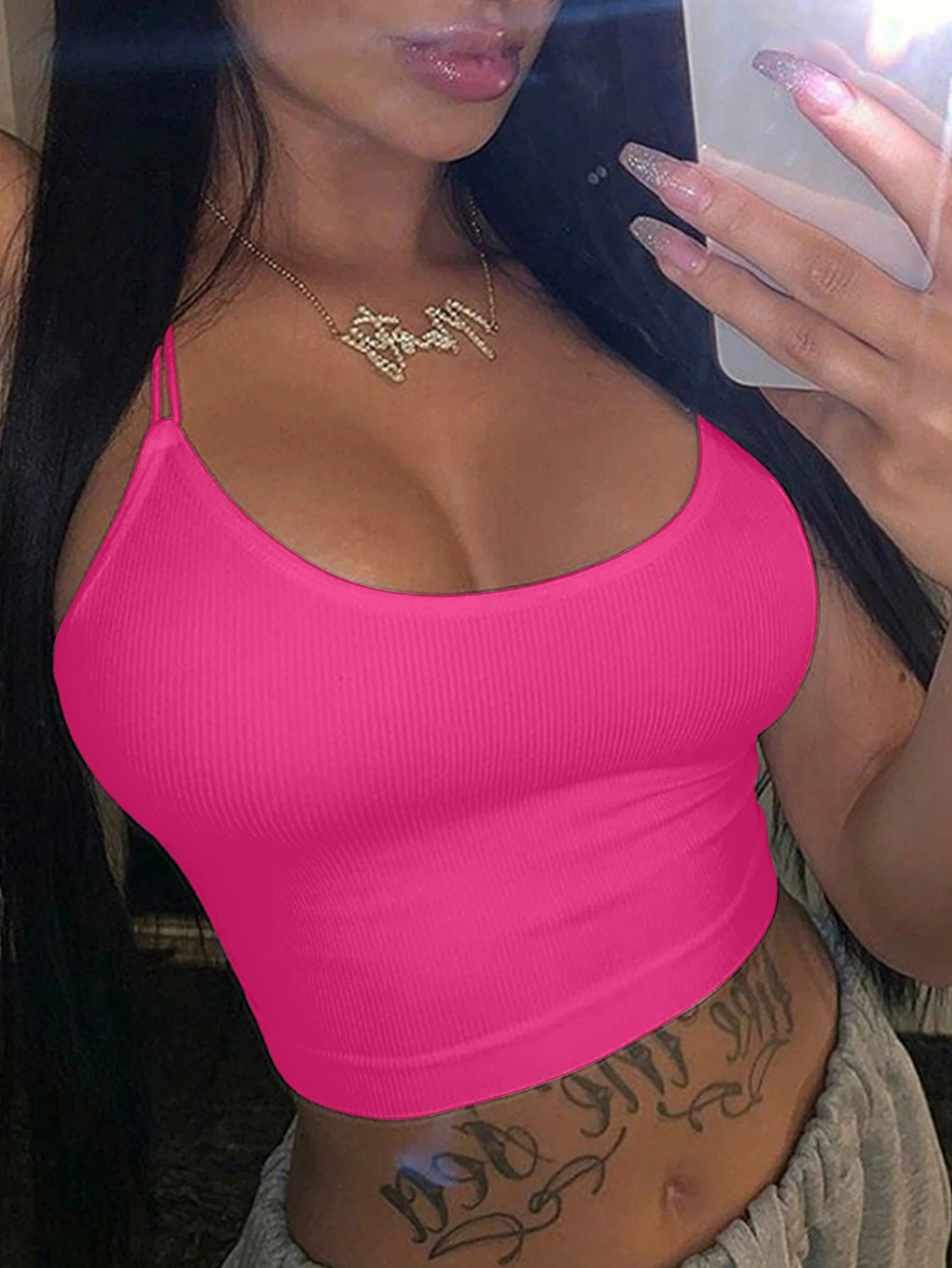 SHEIN INAWLY Double-Crossed Straps Backless Sexy Women's Tight Tank Top