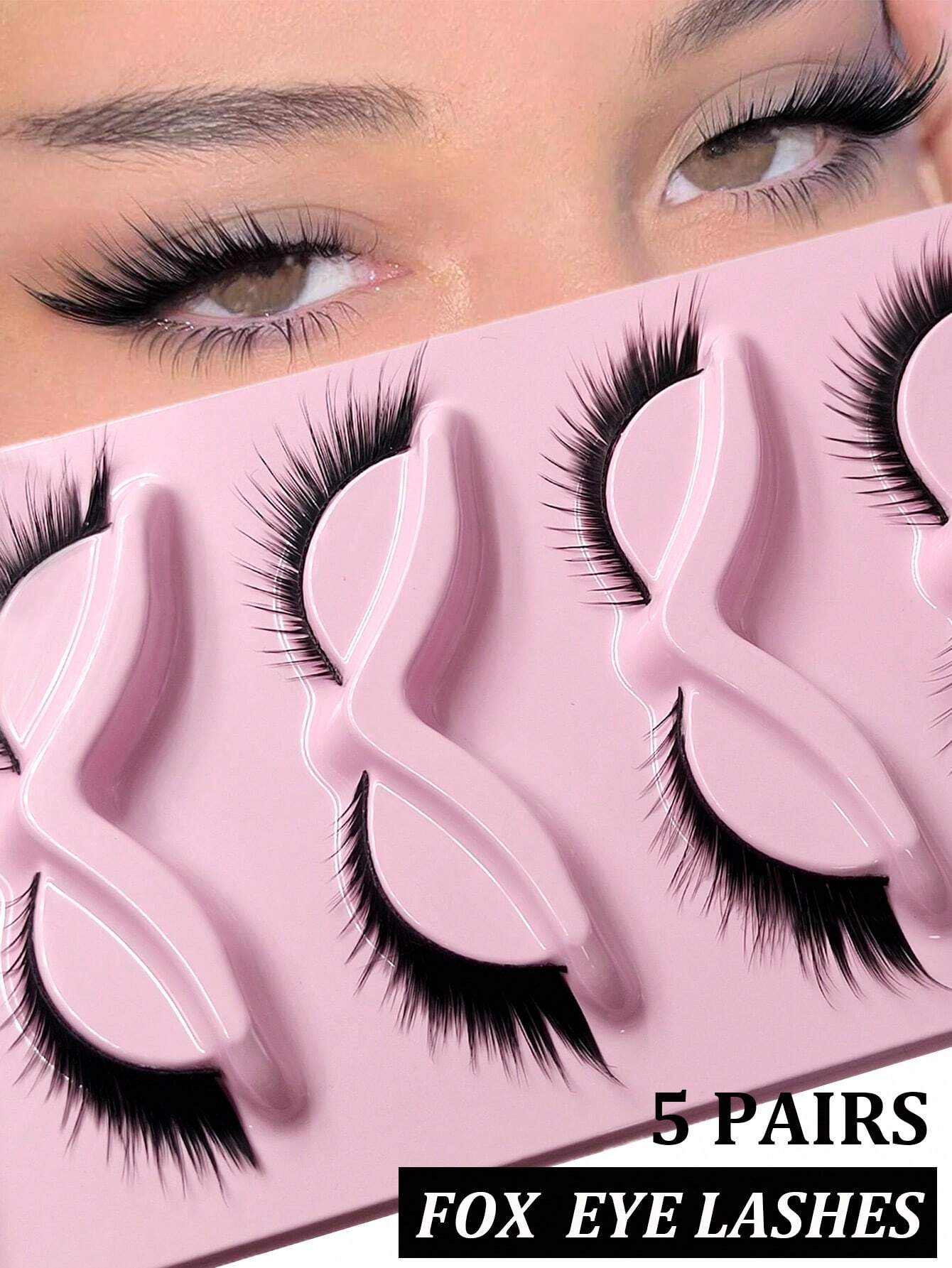 shein NEW 5 Pairs Fox Cat Eye Lashes