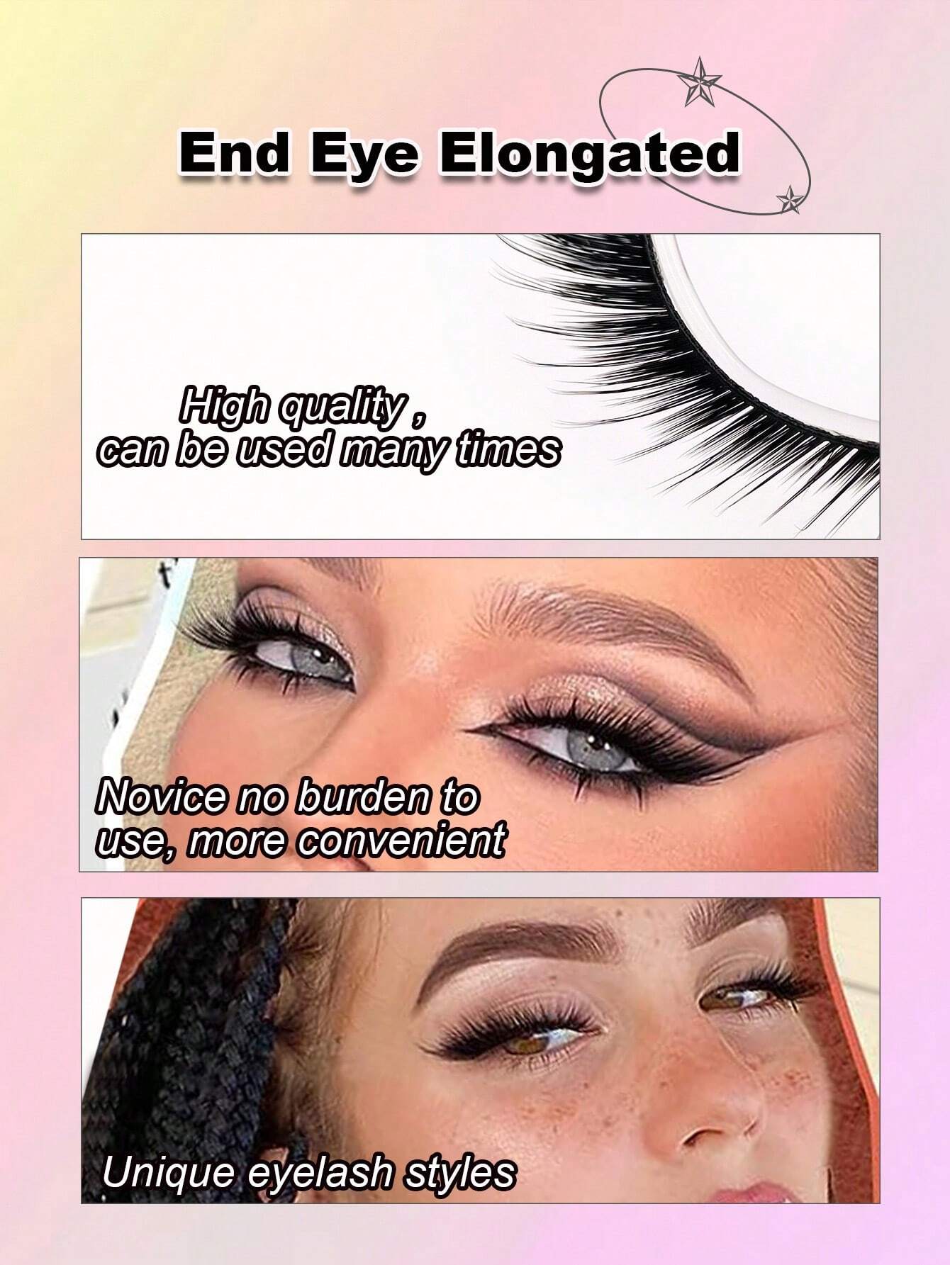 shein NEW 5 Pairs Fox Cat Eye Lashes