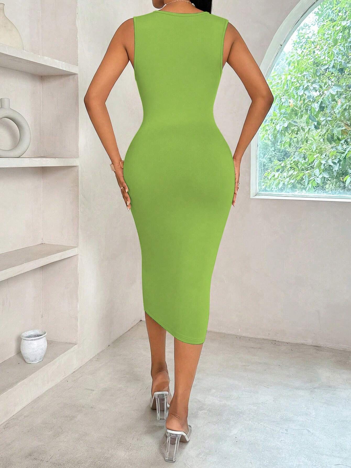 SHEIN VaVaLuxe Gathered Cross Collar Elegant Ladies' Dress - Image 2