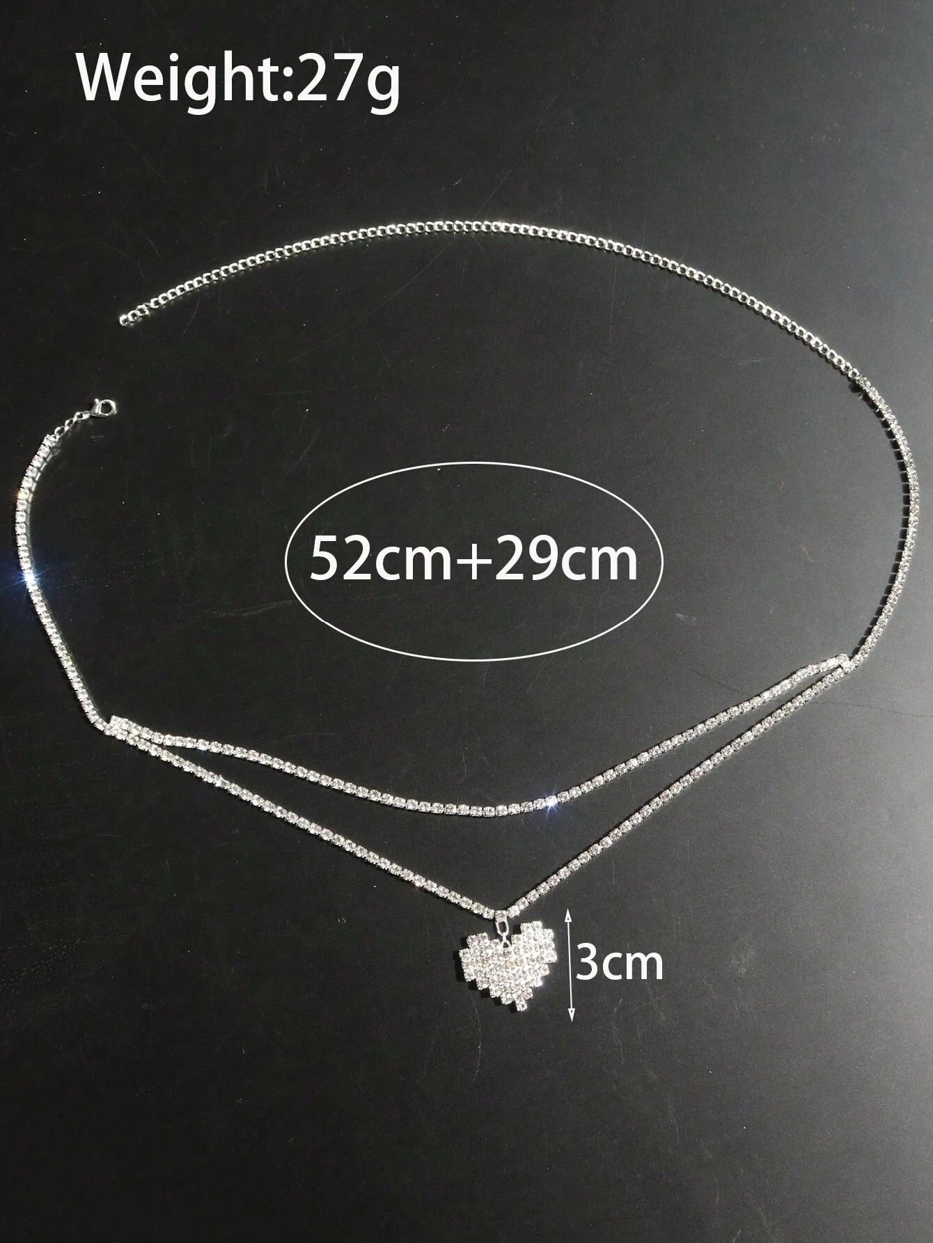 SHEIN Sexy Fashion Heart Shaped Crystal Decor Double Layer Waist Chain - Image 2