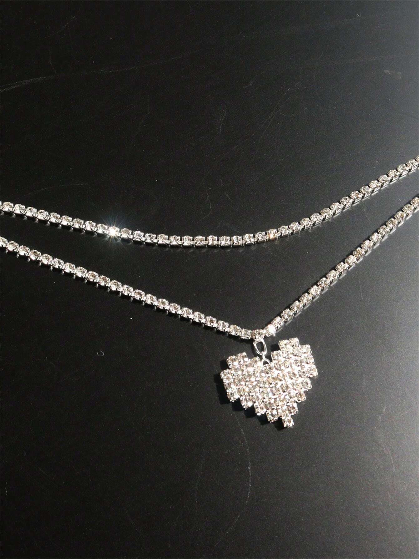 SHEIN Sexy Fashion Heart Shaped Crystal Decor Double Layer Waist Chain - Image 3