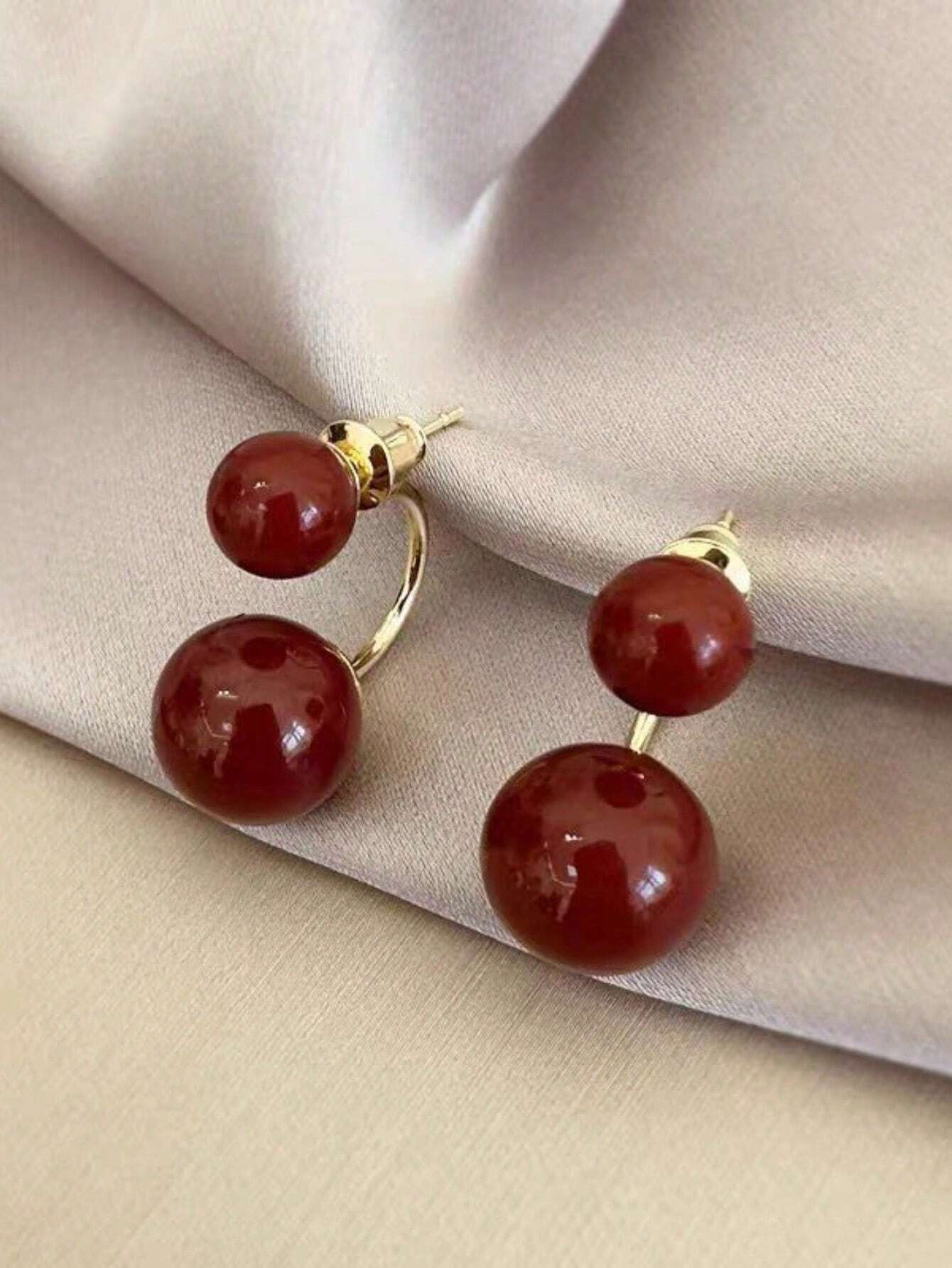 SHEIN 1 Pair Faux Pearl Copper Earrings For Women - Image 2