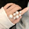SHEIN Opening Adjustable Faux Pearl Ring