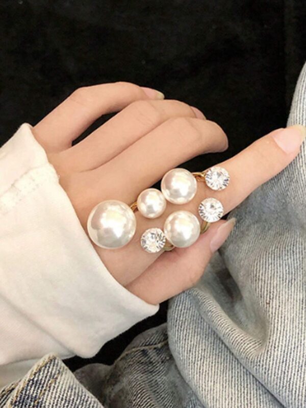 SHEIN Opening Adjustable Faux Pearl Ring