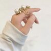 SHEIN Opening Adjustable Faux Pearl Ring