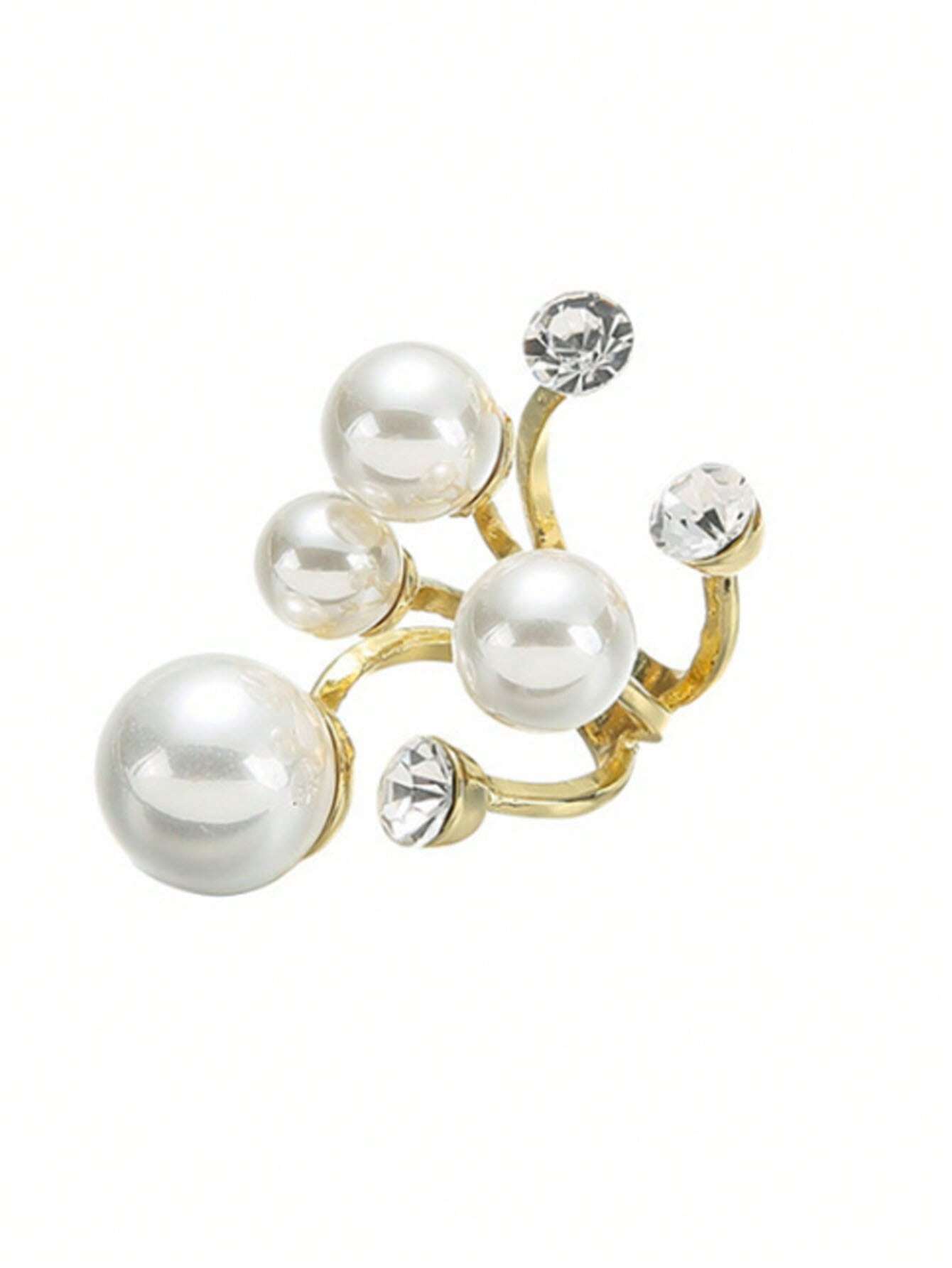 SHEIN Opening Adjustable Faux Pearl Ring