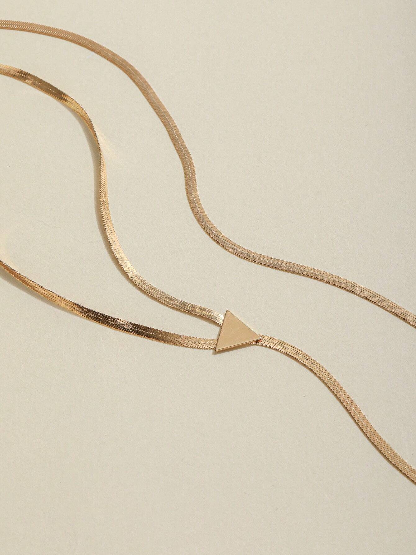 SHEIN 1 Set Of Niche Design Cool Style Long Double Layered V-Shaped Tassel Necklace - Image 2