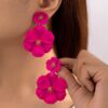 SHEIN Asymmetrical Multilayer Colorful Flower Shaped Metal Drop Earrings