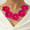 SHEIN Colorful Rose Red Dopamine Inspired Flower Pendant Necklace