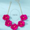 SHEIN Colorful Rose Red Dopamine Inspired Flower Pendant Necklace