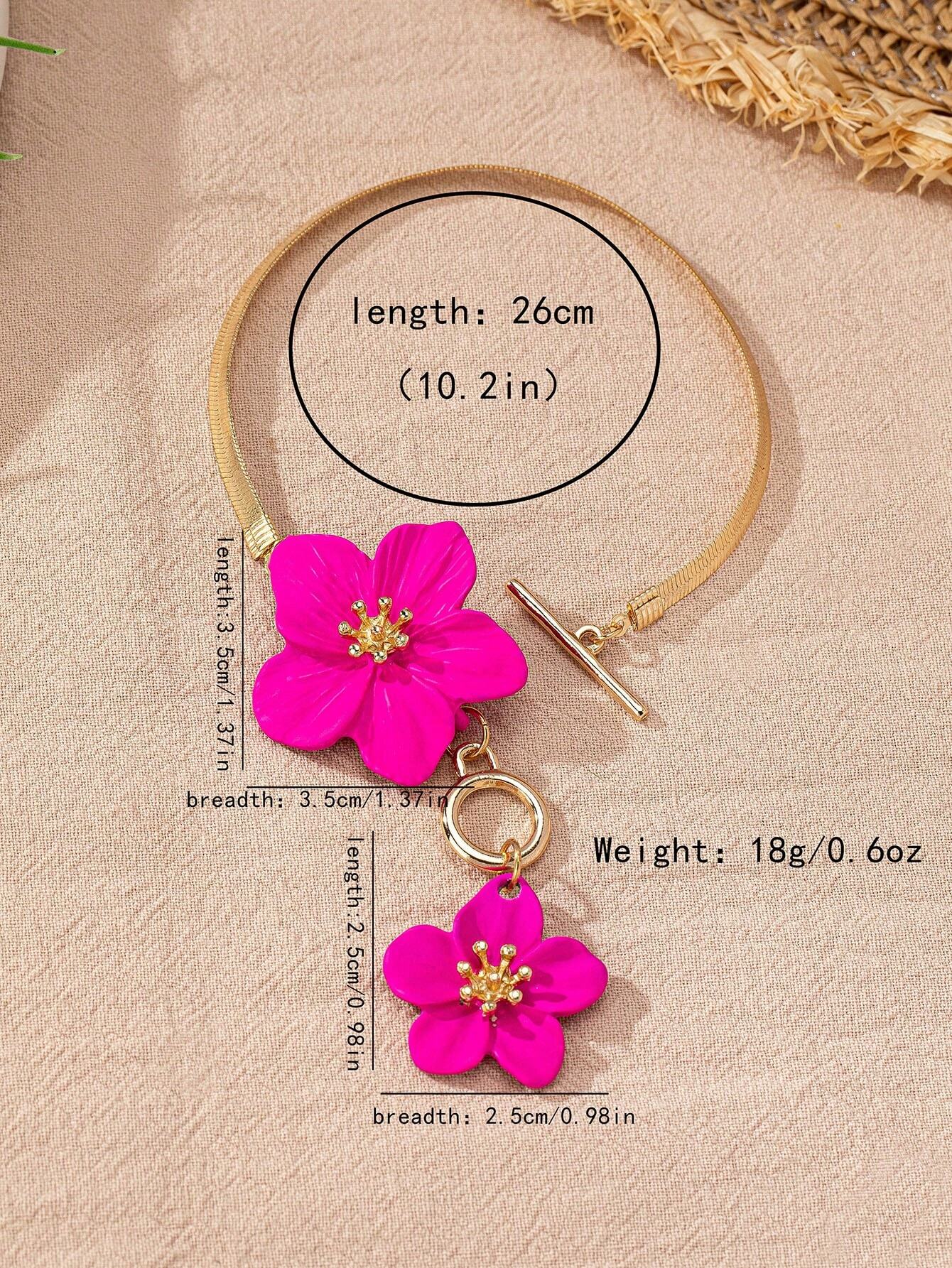 SHEIN Fashionable White Floral Spray Painting Elegant Simple Anklet