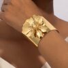 SHEIN 1pc Metal Wide Band With Floral Design Fashion Bracelet