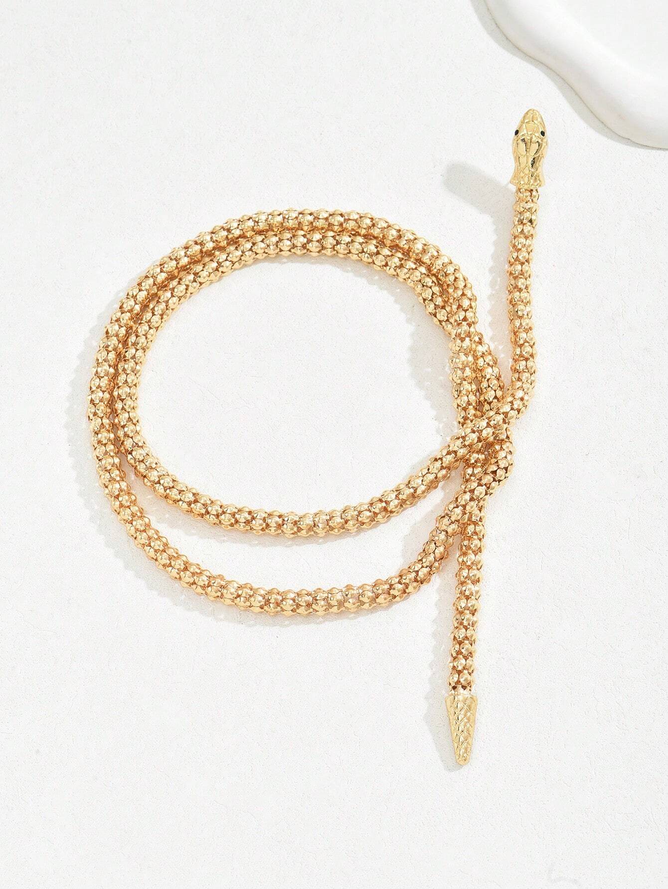 SHEIN1pc Women Retro Punk Style Snake Wrap Around Earrings Necklace Set - Image 2