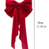 SHEIN Oversized Long Red Satin Bow Hair Clip