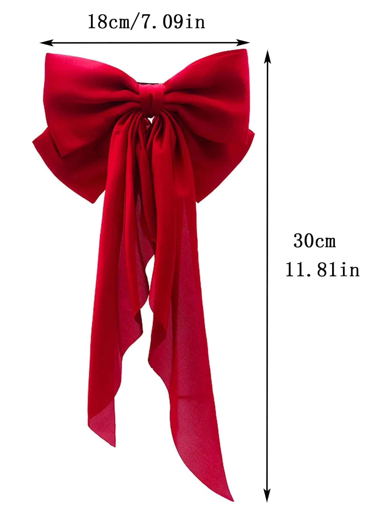 SHEIN Oversized Long Red Satin Bow Hair Clip