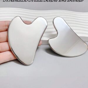SHEIN 2pcs Stainless Steel Gua Sha Beauty Board For Face