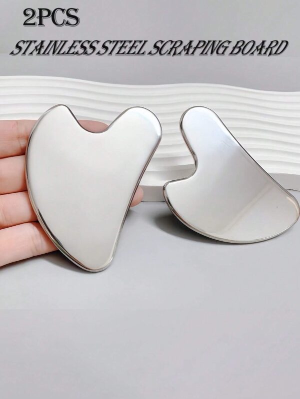 SHEIN 2pcs Stainless Steel Gua Sha Beauty Board For Face
