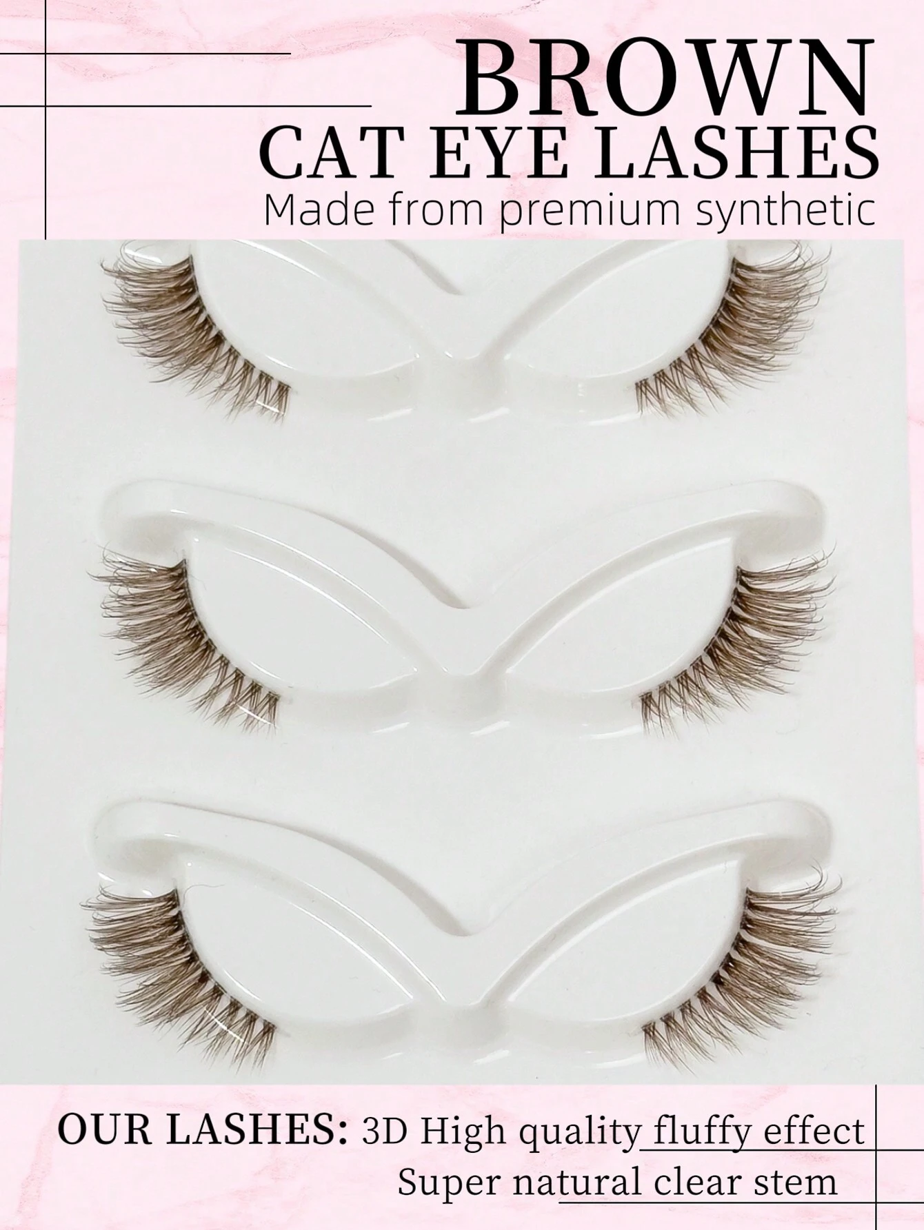 SHEIN 5 Pairs Brown Half Lashes Clear Band Wispy False Eyelashes - Image 2