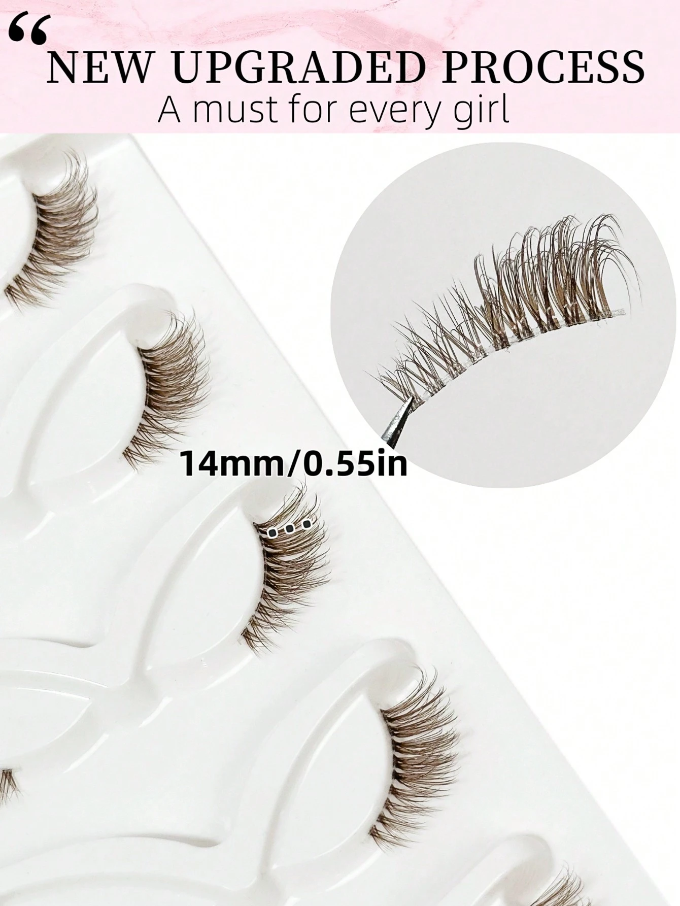 SHEIN 5 Pairs Brown Half Lashes Clear Band Wispy False Eyelashes - Image 3