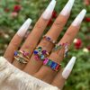 SHEIN 5pcs Fashionable Luxury Alloy Rings Set