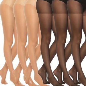 SHEIN 6pcs Set High Waisted Semi Sheer Pantyhose Solid Color Slim Fit Tights