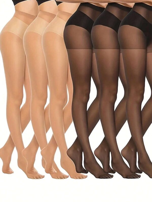 SHEIN 6pcs Set High Waisted Semi Sheer Pantyhose Solid Color Slim Fit Tights