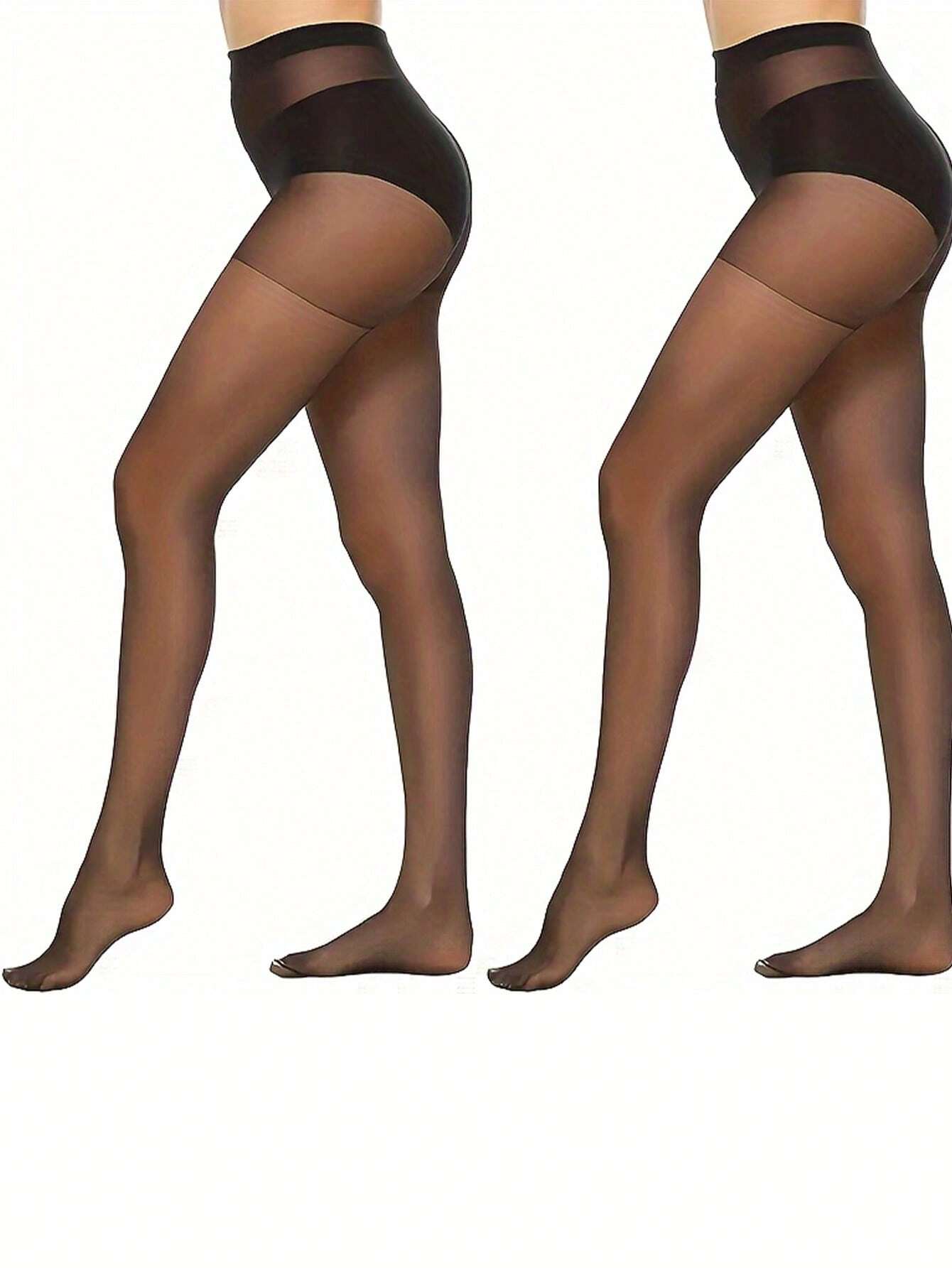 SHEIN 6pcs Set High Waisted Semi Sheer Pantyhose Solid Color Slim Fit Tights