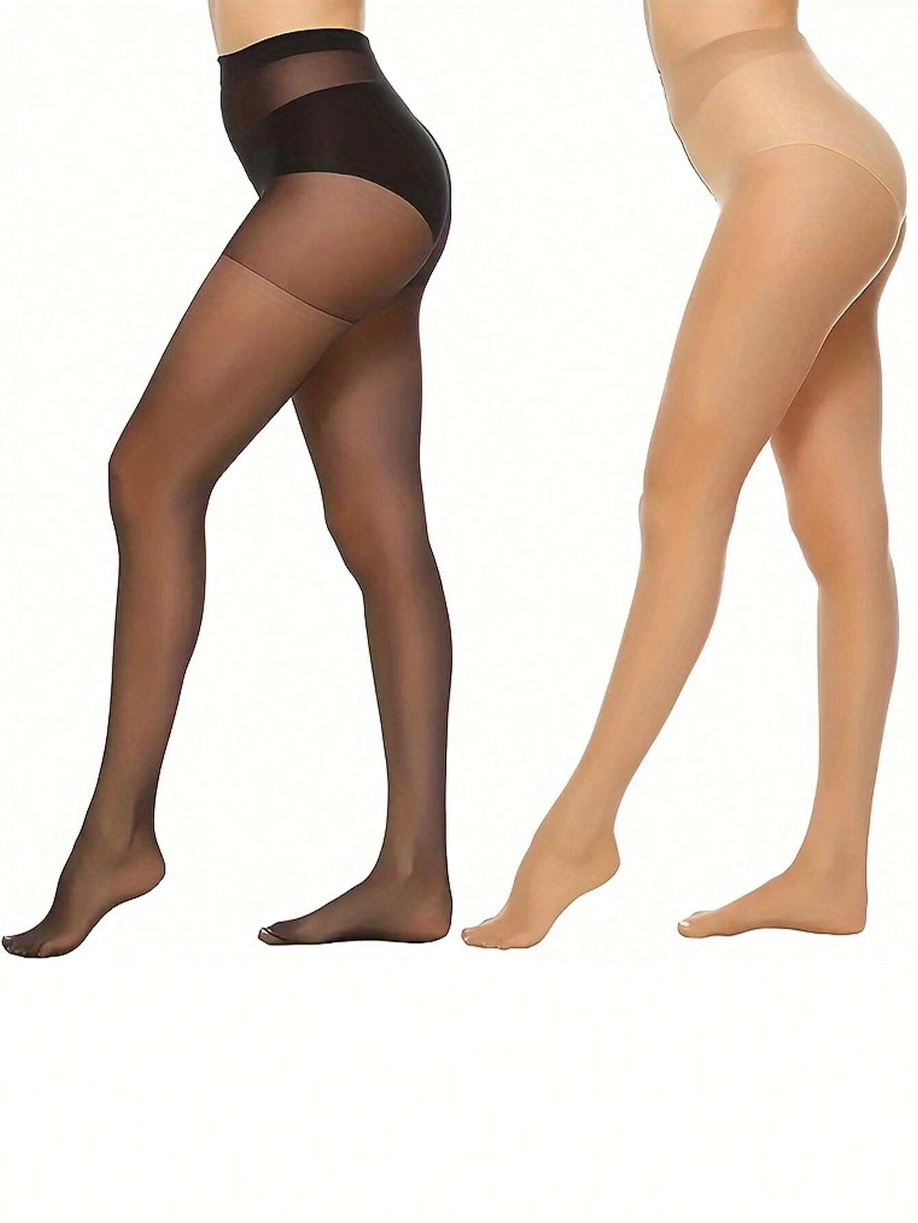SHEIN 6pcs Set High Waisted Semi Sheer Pantyhose Solid Color Slim Fit Tights