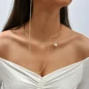 SHEIN Belle Faux Pearl Decor Choker With Earring