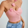 SHEIN PETITE Women Summer Solid Color Cross Strap