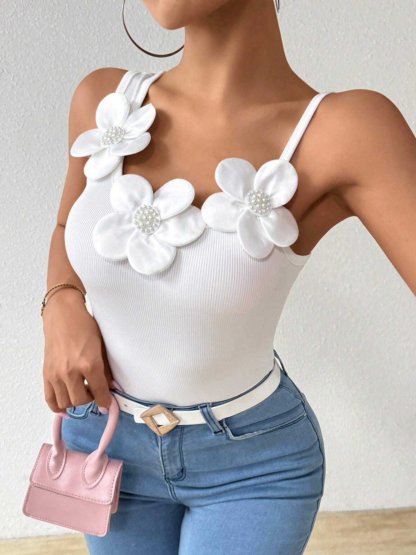 SHEIN Raffinéa Women's Summer 3D Flower Applique Camisole