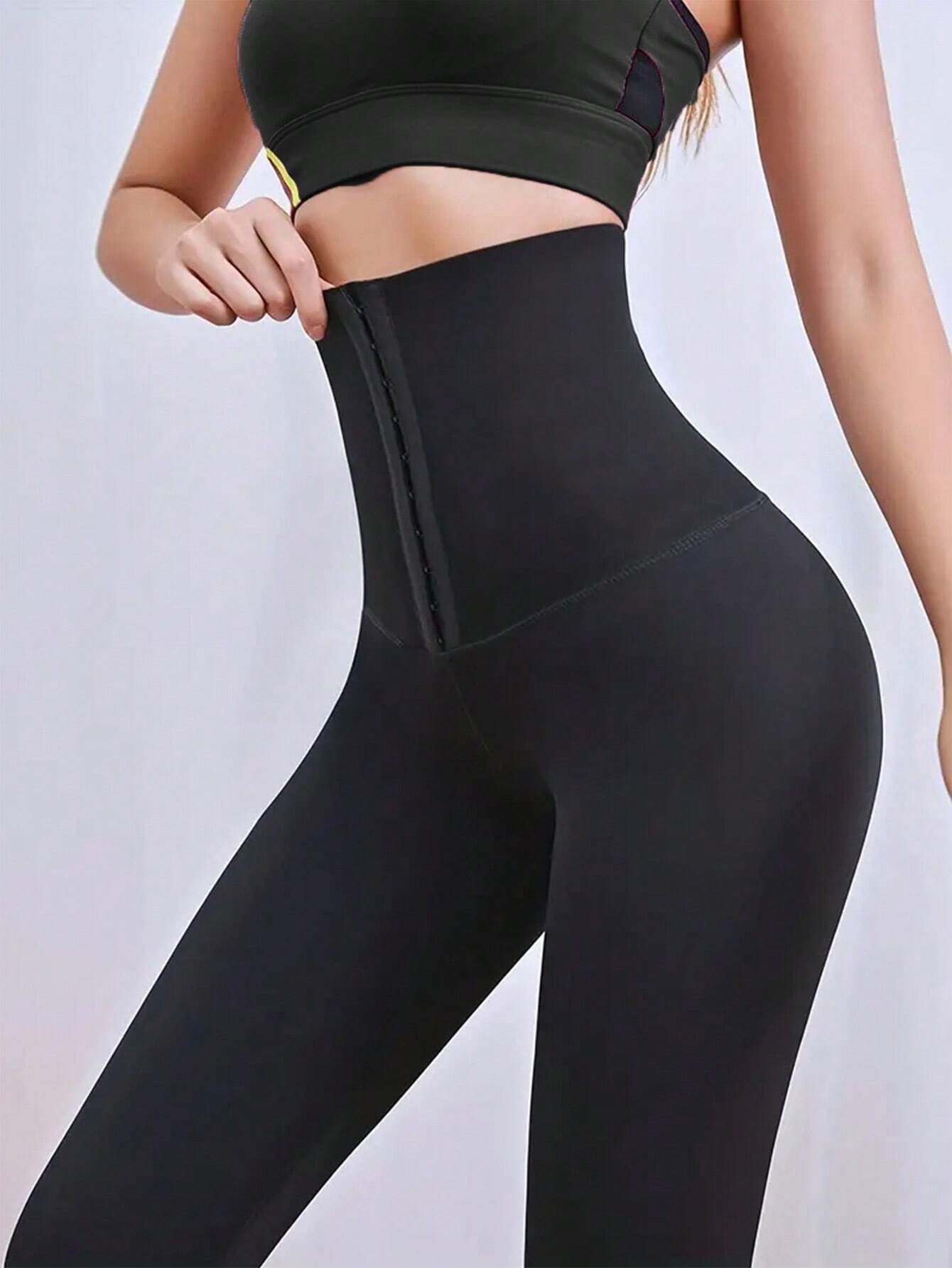 shein Spring And Autumn Adjustable 3-Row Button High Waist Women's Yoga Pants - Image 4