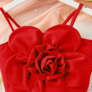 Alternative view of SHEIN Young Girl 2pcs Fashionable 3D Flower Print Tank Top And Shorts Set, Summer