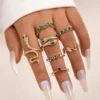 SHEIN imoli 7pcs Snake Design Rhinestone Decor Ring