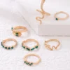 SHEIN imoli 7pcs Snake Design Rhinestone Decor Ring
