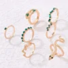 SHEIN imoli 7pcs Snake Design Rhinestone Decor Ring